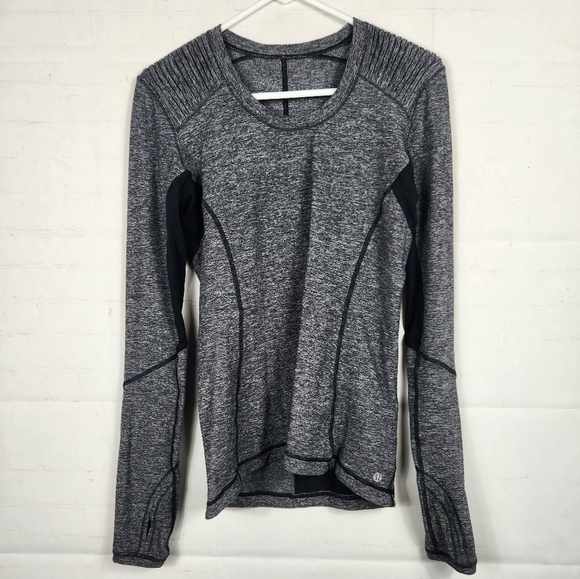 Lululemon Athleisure Star Runner Long Sleeve Slim Top in Black Heathered Gray 8 - Picture 3 of 9